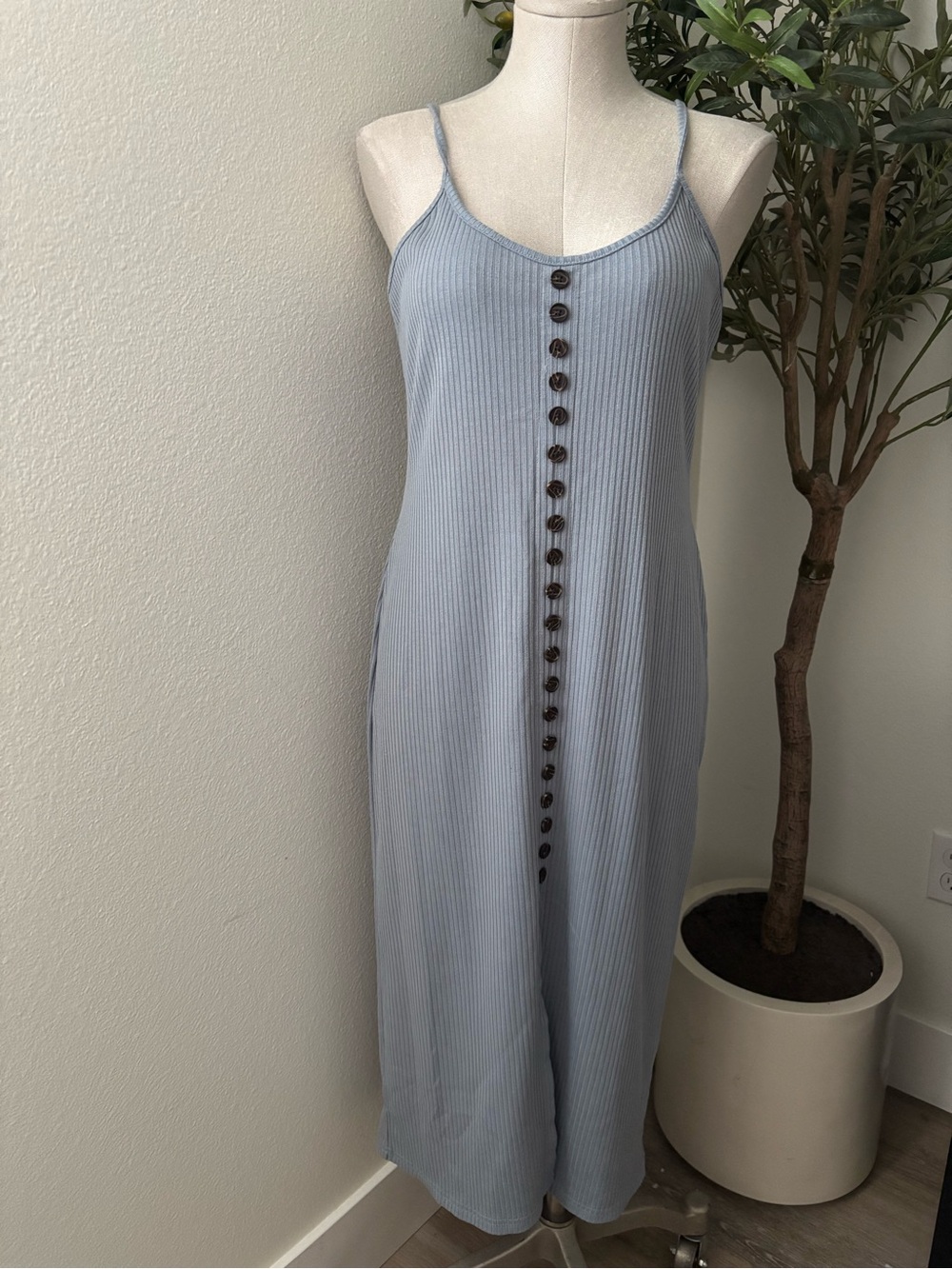 Vici Blue Ribbed Button-Front Dress sz XL